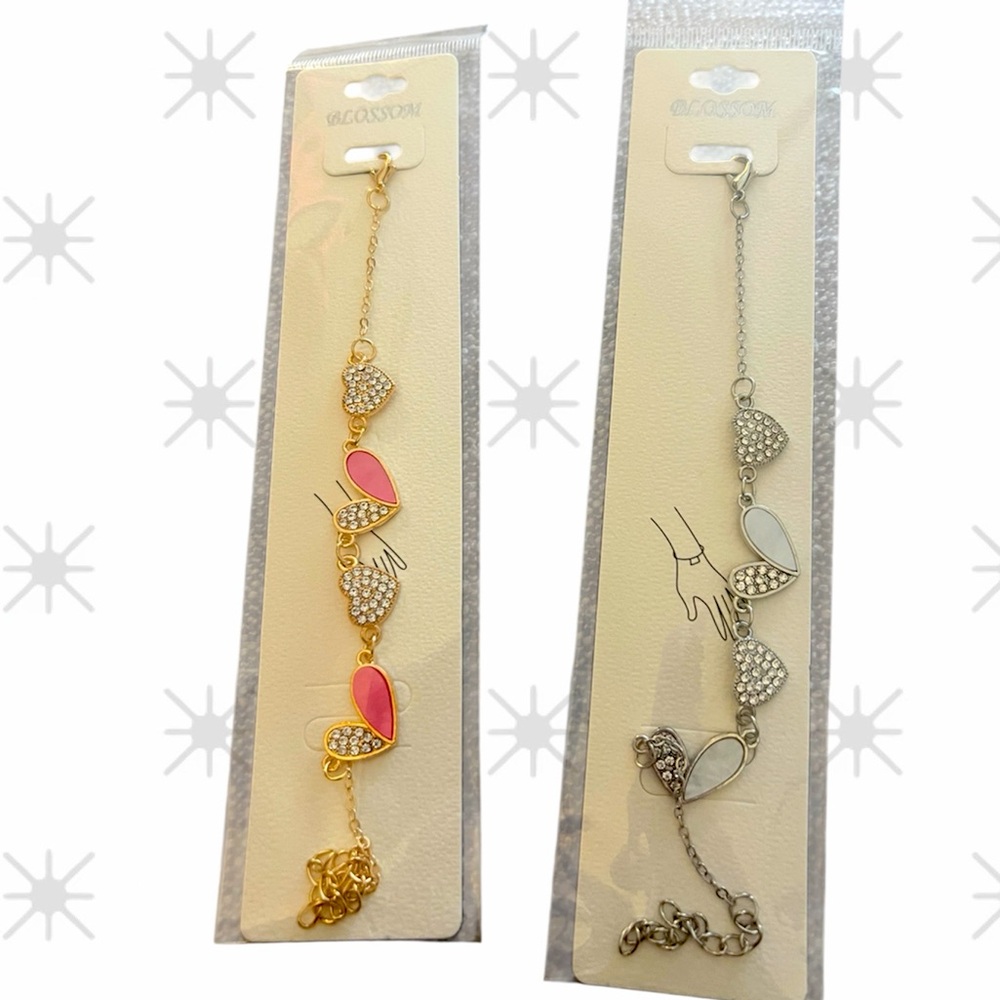 Gold and Silver Heart Charm Bracelets